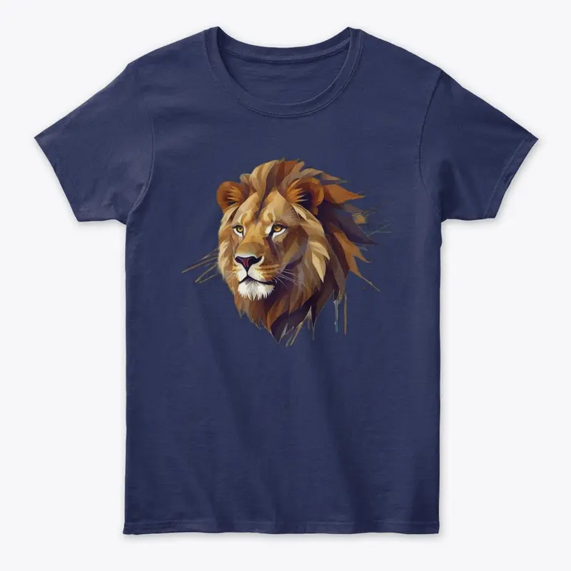 Lion's Edge: Geometric Majesty T-Shirt