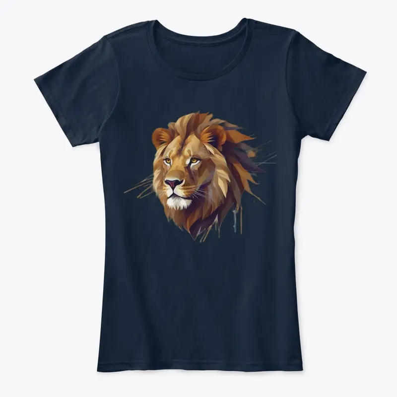 Lion's Edge: Geometric Majesty T-Shirt